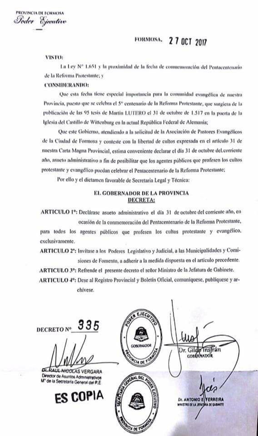 Martes 31 asueto para empleados que profesen  los cultos protestante y evangélico