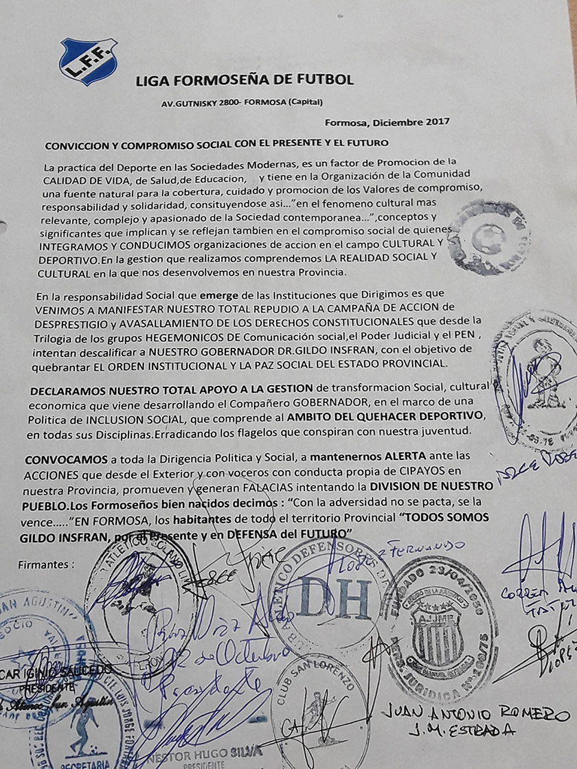 Continúan las muestras de apoyo hacia el gobernador Insfrán