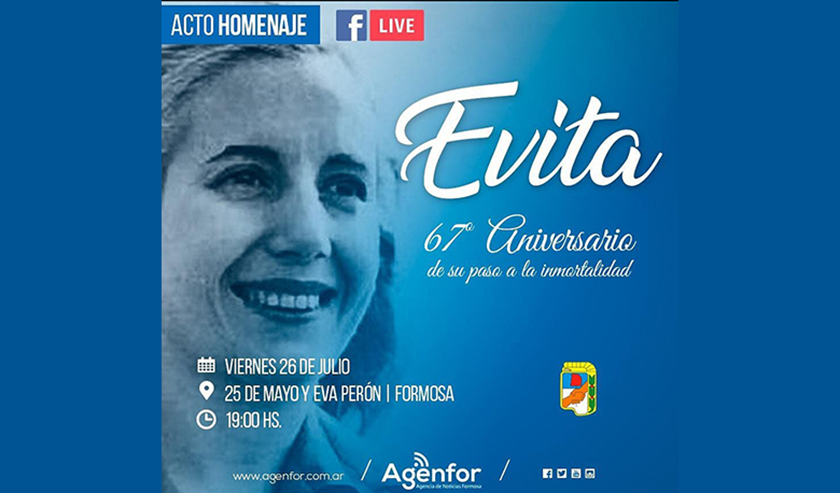 Junto al pueblo, el PJ Formosa evoca a Evita a 67 años de su fallecimiento