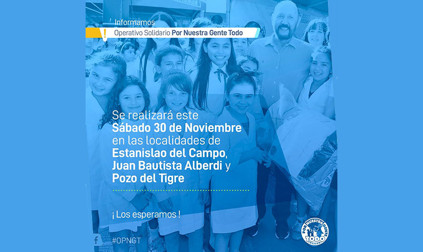 Nueva edición del Operativo solidario “Por Nuestra Gente Todo”