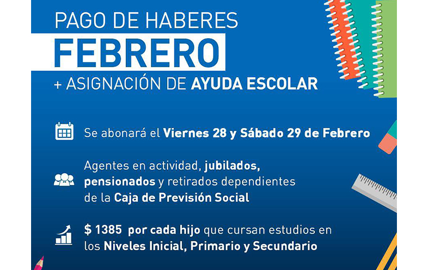 Cancelarán haberes de febrero a agentes estatales con la asignación de ayuda escolar