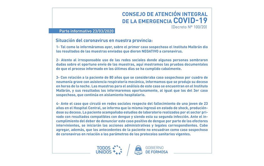 El Consejo de Atención Integral de la Emergencia COVID-19 informó sobre la actualidad sanitaria provincial