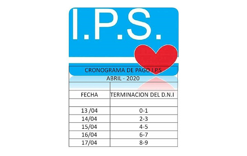 Cronograma de pagos IPS