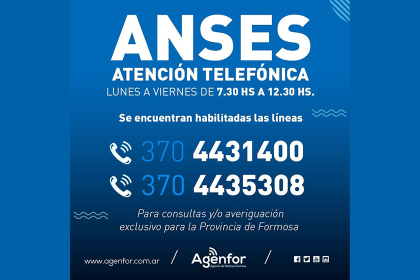 ANSES Formosa habilitó números de teléfono para consultas