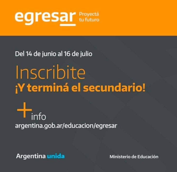 Educación Superior recordó que el 16 de julio cierra la inscripción para la Beca EgresAr