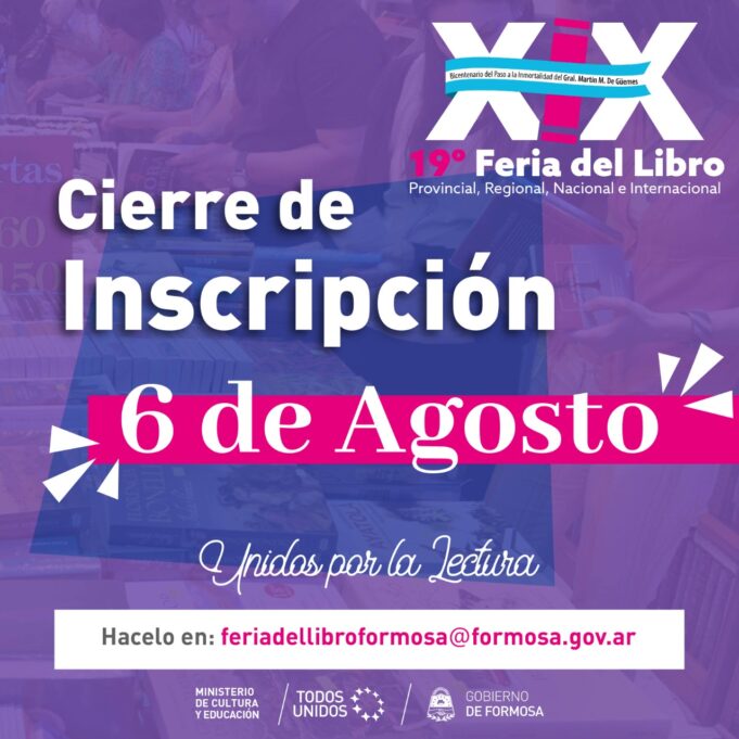 Este viernes 6 de agosto cierran las inscripciones para participar de la nueva edición de la Feria del Libro