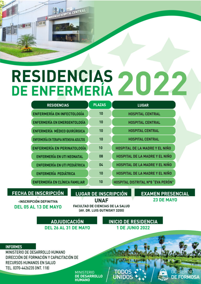 Llaman a inscripciones para el concurso de las Residencias de Enfermería 2022