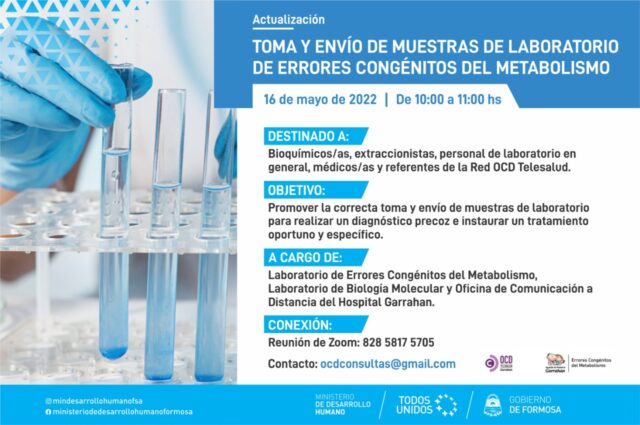 Convocan al personal de salud a capacitación virtual sobre Errores Congénitos del Metabolismo