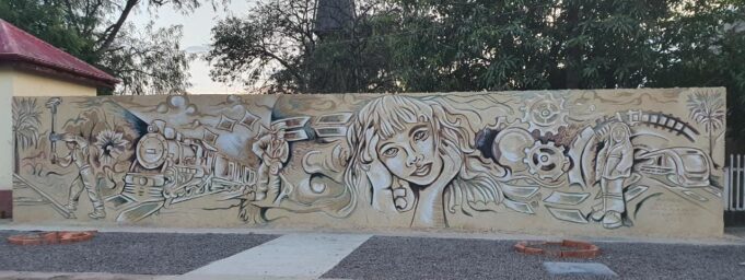 Realizaron un mural por el aniversario de Comandante Fontana