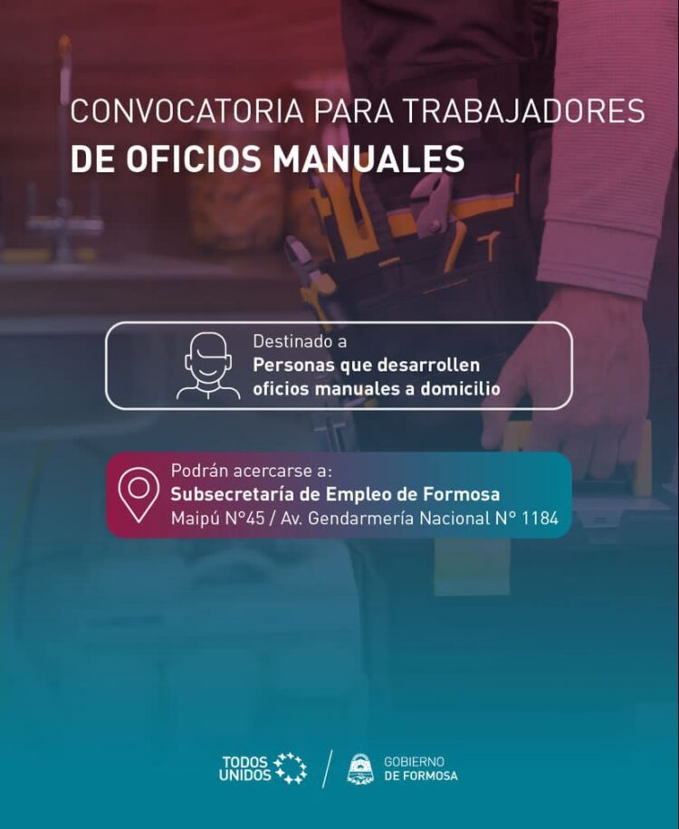 La Subsecretaría de Empleo informó dónde registrarse para ser parte de la convocatoria para oficios manuales